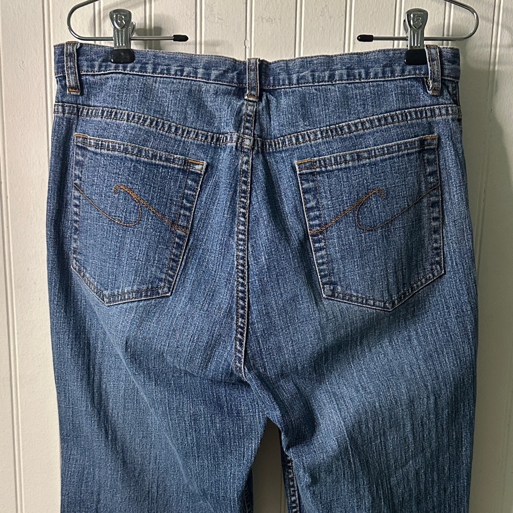 Chico’s Denim Semi Flare Leg Blue Jeans sz M/8 (1) - Picture 12 of 14
